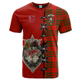 Livingston Modern Tartan T-shirt - Lion Rampant And Celtic Thistle Style